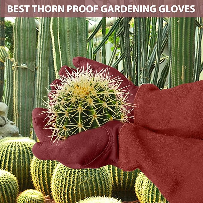 Long Gardening-Gloves Women/Men-Thorn proof Rose Pruning Heavy Duty Gauntlet, Best Garden Gifts for Gardener-XS