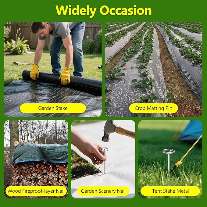 120 Pcs Landscape Fabric Stakes Heavy Duty(8 Gauge), 6 inch Galvanized Garden Weed Barrier Stakes for Plant Support, More Holding Power Than U-Shaped Ground Nail, Not Easy to Bend