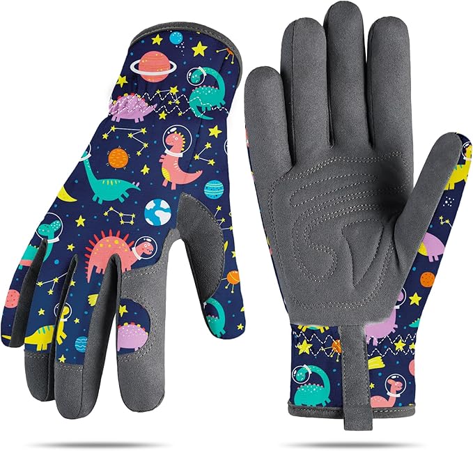 Gardening Gloves for Kids Ages 5-8, Breathable Soft Safety Garden Yard Work Gloves for Children Leather Thorn Proof for Playing, Digging, Planting,Pruning