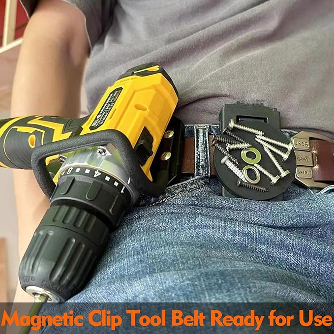 MUTUACTOR Magnetic Tool Belt Clip,2PCS Anti-Slip Heavy Duty Belt Clips Magnet Holster,Strong Neodymium Magnetic Tool Holder Clips for Organizing Screws, Hammers, Sockets, Pliers, Drills, Wrenches