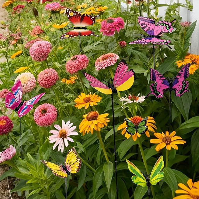 Butterfly Garden Décor - 52pcs Waterproof Butterflies Decoration Stakes for Outdoor Yard, Balcony, Porch, Ornaments, Art Patio Plant Pot Flower Home Decorative (Art Decor)