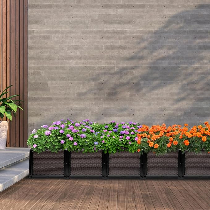 Large Raised Planter Box Outdoor Self Watering 78.7"x15.7"x14.2", Deep Raised Garden Bed - Elevated Garden Box with Drainage Plug, Rectangular Garden Planter Perfect for Patio Balcony Deck