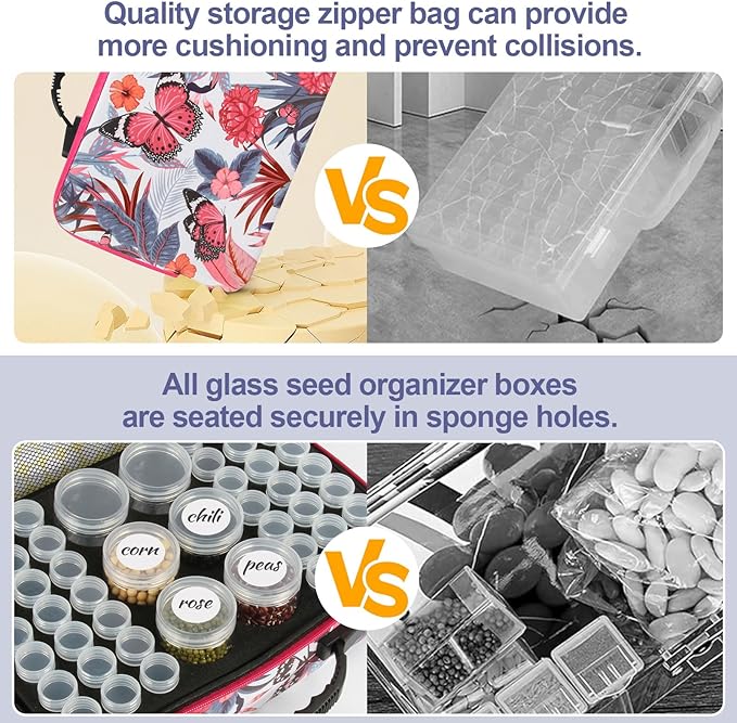 Seed Storage Organizer, 96 Slots Seed Organizer Storage Box, Portable Seed Packet Organizer Box with Zipper Bag, Labels, Sorting Tray, Garden Seed Storage Container for Flower Plants