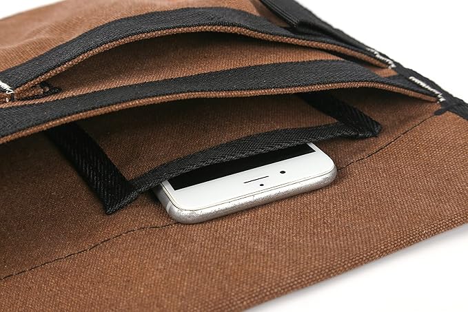 6-Pocket Single Side Tool Belt Pouch/Utility Belt/Work Apron for Carpenter and Gardener.Durable Canvas Construction.Comfortable Adjustable Belt.Light Weight.TAN