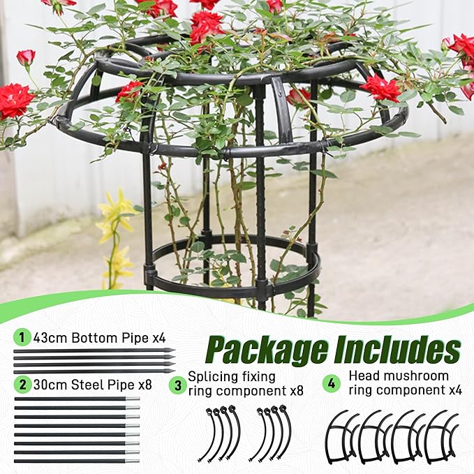 Garden Trellis for Climbing Plants Outdoor,41.3 Inch Mushroom Top Trellis for Climbing Plants, Rustproof Metal Plant Flower Trellises for Vine Rose Flower Tomato Support Outdoor Indoor,1 Pack