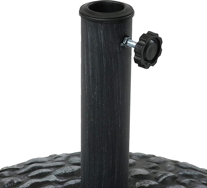 Sunnydaze 23lb Polyresin Patio Umbrella Base - Heavy-Duty Round Resin Outdoor Market Umbrella Stand for Outside - 18-Inch - Gray - Pebble Texture