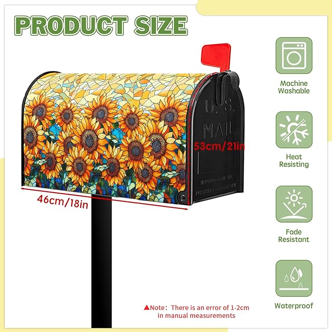 Sunflower Mailbox Covers Magnetic Standard Size Summer Mailbox Cover Fall Vintage Floral Mail Box Covers 21x18 inch Autumn Beautiful Flower Post Letter Box Wraps for Outdoor Garden Decor