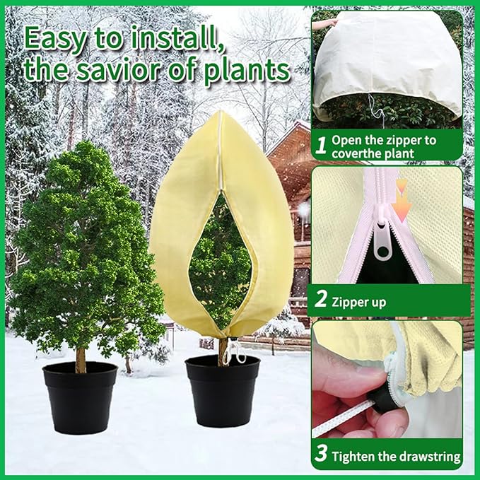 2-Pack,Frost Blankets for Outdoor Plants, Plant Winter Covers with Freeze Protection, Insulated Cold Weather Cover,31.4 × 39.3 inches.
