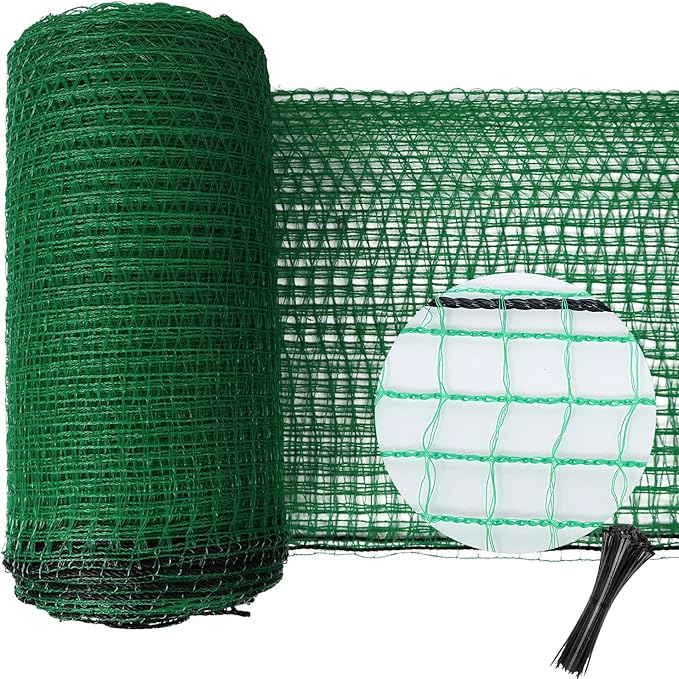 4x100ft Deer Fence Netting, Plastic Mesh Fence Heavy Duty Garden Fence Animal Barrier Garden Netting for Plants Fruit Trees Vegetables Against Deer, Birds, Rabbits, Chickens and Other Animals, Green