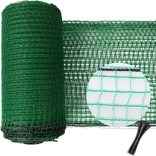 4x100ft Deer Fence Netting, Plastic Mesh Fence Heavy Duty Garden Fence Animal Barrier Garden Netting for Plants Fruit Trees Vegetables Against Deer, Birds, Rabbits, Chickens and Other Animals, Green