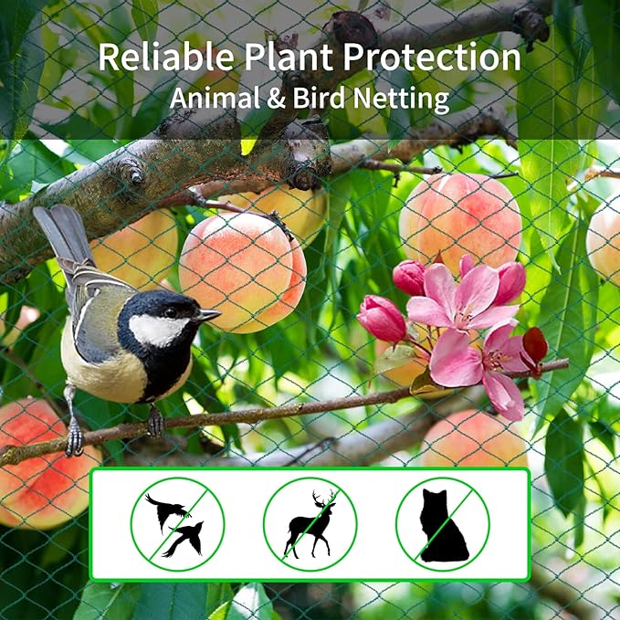 Bird Netting 50'x50' with 1" Square Mesh Bird Net Garden Netting for Chicken Coop, Aviary, Deer Fence, Chicken Netting Fruit Tree Netting