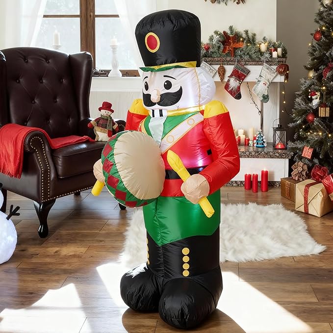 TRMESIA 4FT Christmas Inflatable Nutcracker Indoor Outdoor Decoration, LED Light Garden Yard Lawn Xmas Blow up Decor, Easy Storage for Stress Free Christmas Outdoor Blow up Decorating