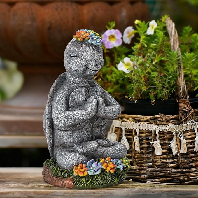 Solar Turtle Decor Garden Turtle Figurines with LED Light Birthday Gifts for Women Turtle Outdoor Decor for Patio Yard Garden Home Decor