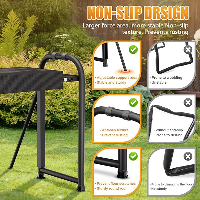 seasky Foldable Garden Kneeler and Seat, Anti-Tipping Gardening Bench Widened Thick Soft Kneeling Pad, Heavy Duty Gardening Stool with Tool Bag,Gardening Gift for Women