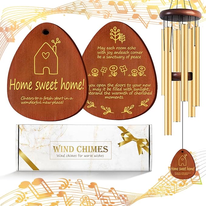 House Warming Gifts New Home,New Home Gift Ideas， Home Sweet Home，House Warming Gift，BestGifts for Housewarming，House Warming Gifts for Women or Men，26 Inch Wind Chimes