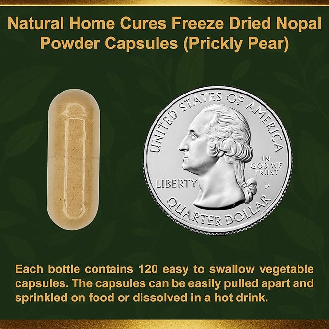 Nopal Cactus Capsules - Freeze Dried Prickly Pear Extract - Fiber Supplement for Metabolic Health Support - Rich in Betalains & Nitrates - Non-GMO - 120 Veggie Caps (4 Bottles)