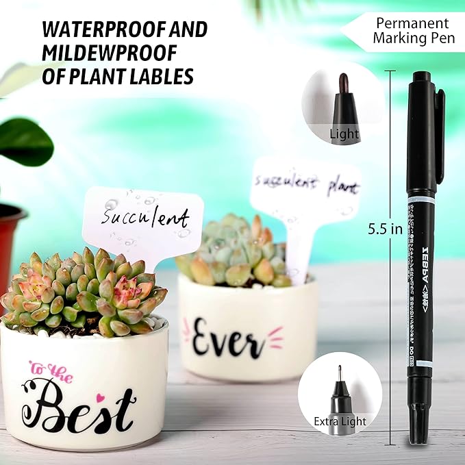200pcs 4 Inch T-Type Plant Name Tags - Waterproof Plastic Garden Labels with Permanent Marking Pen