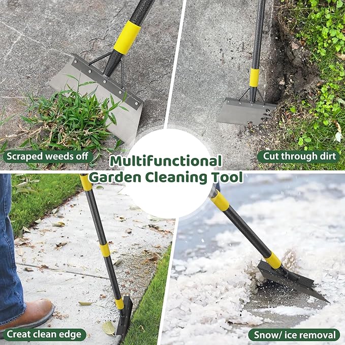 Garden Flat Shovel Scraper, Weeding Tool, 88 Inch Long Multifunctional Garden Cleaning Shovel, Heavy Duty Floor Scraper Long Handle,Metal Weeding Scraper for Lawn Edging, Snow Ice Removal