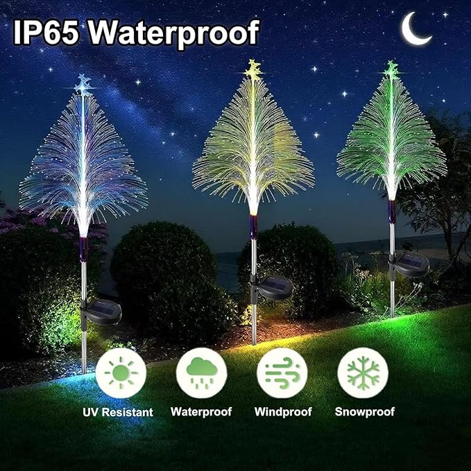 Outdoor Christmas Decorations Solar Christmas Tree Lights Waterproof Jellyfish Lights 2 Pack Solar Garden Lights Outdoor Lights Best Decor for Garden Yard Christmas Holiday Party