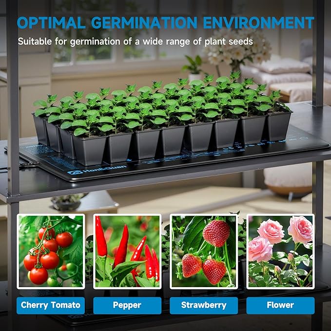 Hon&Guan 2 Packs 10"x 20.75" Seedling Heat Mat with Digital Thermostat Combo Set,Waterproof Plant Heating Pad for Germination,Indoor Gardening,Greenhouse