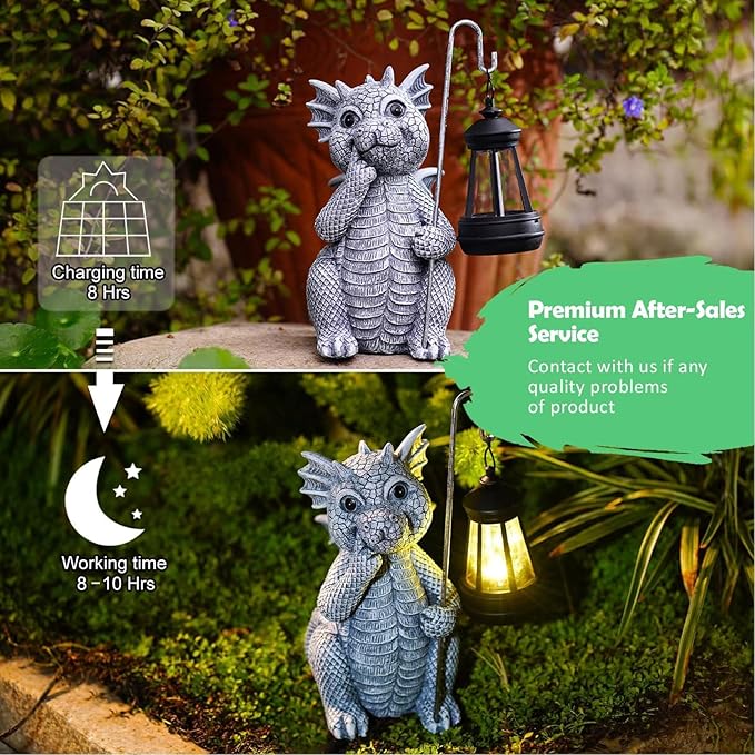 Qeeman Garden Decor Statues: Mothers Day Birthday Gifts for Mom Grandma Women Sister Wife Lady Lover - Front Patio Balcony Yard Art Lawn Ornaments Porch Outdoor Outside Decorations (Dragon)