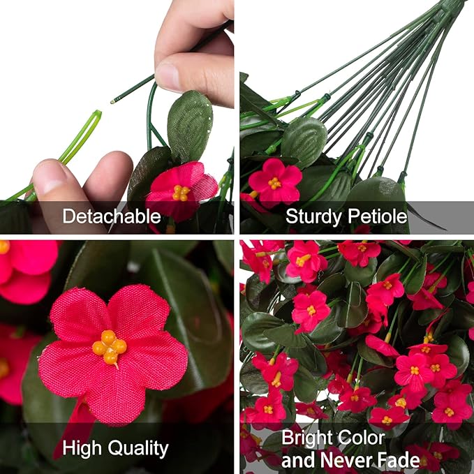 HyeFlora Artificial Fake Outdoor Outside Hanging Plants Flowers Vines for Fall Decoration, 2PCS Faux Silk Daisy Mums UV Resistant Look Real Hotpink Orchid Vine for Indoor Home Balcony Porch Planter