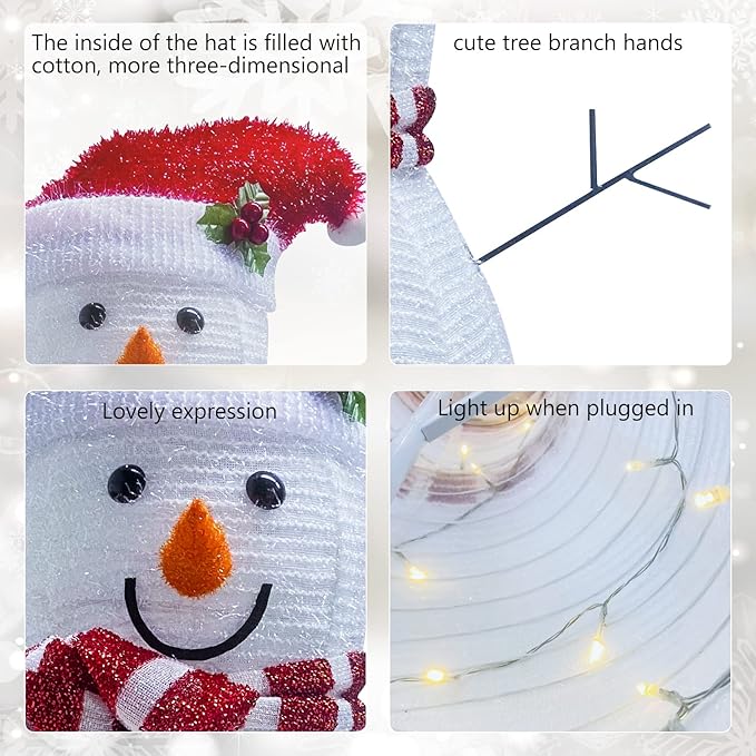 SANKUU Lighted Christmas Snowman Decoration, 22IN Collapsible With 30 Lights, Plug-in Power, Pre-Lit for Indoor Outdoor Yard Holiday Decor