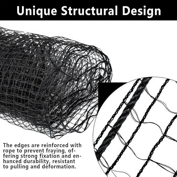 5x65ft Deer Fence Netting, Plastic Mesh Fence Heavy Duty Garden Fence Animal Barrier Garden Netting for Plants Fruit Trees Vegetables Against Deer, Birds, Rabbits, Chickens and Other Animals, Black