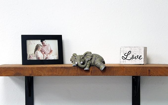 Nature's Mark Elephant Shelf Sitter Resin Statue Figurine Home Decorative Accent Décor - 2.5" H x 6" W