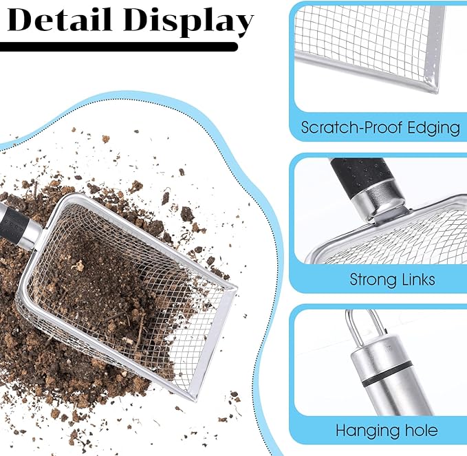 4 Pcs Gardening Soil Sifter, 4" W Garden Sieve Sifter with Handle Portable Gardening Sifter for Gardening Sand Soil Dirt Compost (2/2.8/3.8/5 mm Mesh)
