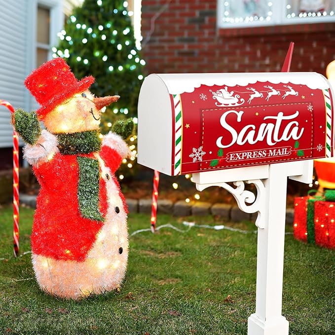 Blosssound Christmas Santa Magnetic Mailbox Cover Xmas Red Post Letter Mailbox Covers Decor Christmas Santa Claus Post Box Standard Size 21 X18 Inch Garden Yard Outdoor Decoration