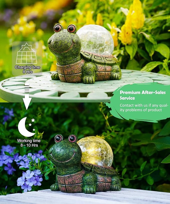 Qeeman Turtle Outdoor Garden Statues: Lawn Ornaments for Outside Yard Patio Balcony Landscaping Figurine Decor - Birthday Gifts for Mom Grandma Women Dad Lover Sister