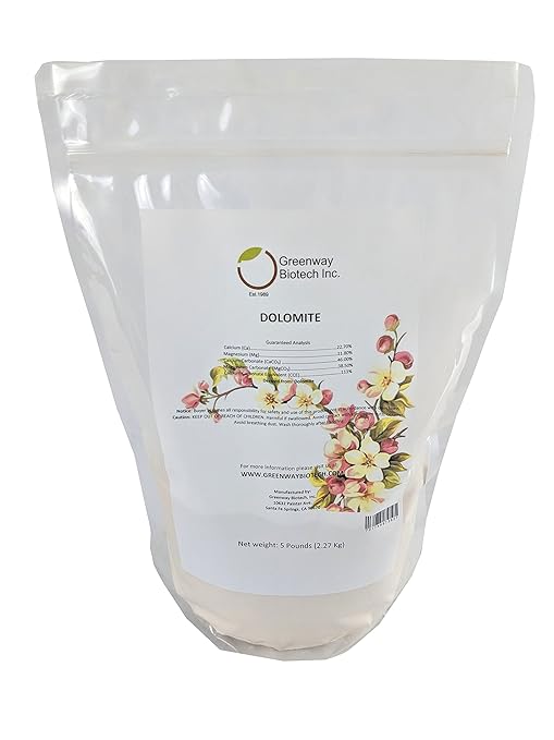 Greenway Biotech, Inc. Dolomite Lime Plus- Includes 11.8% Magnesium and 22.7% Calcium Helps to Adjust The pH Level- Great to Make Your Own Compost and Worm Bins- 5 Pounds