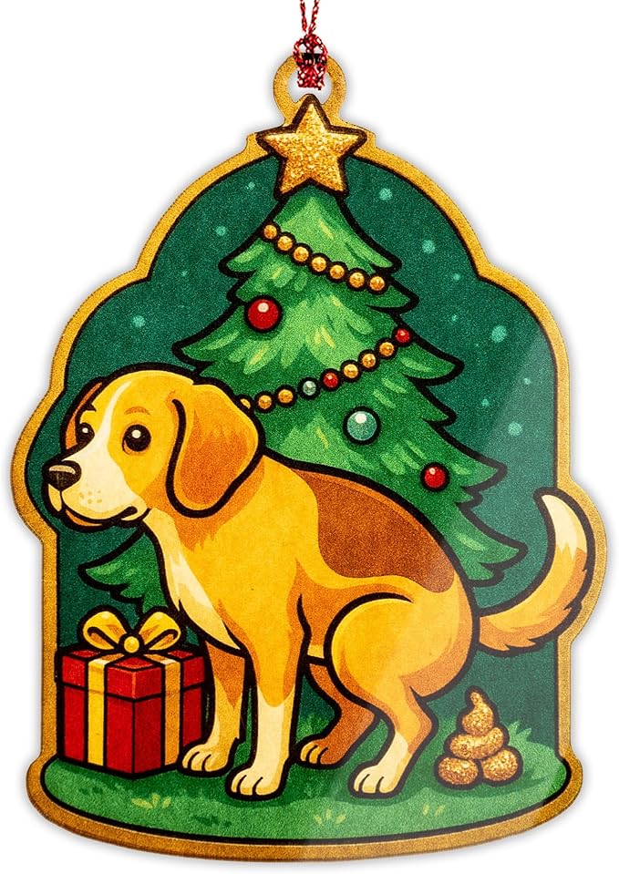 Funny Christmas Ornaments, Funny Gag Gifts, White Elephant Ornament, Raunchy, Hilarious, Unique Ornaments, Suncatcher Effect Window Hanging, Beaglegag Car Hanging