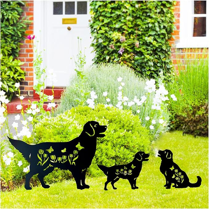 Golden Retriever Metal Garden Stakes Decorative Dog Gifts for Women/Men/Dog Lovers Gifts,Black Silhouette Statues for Yard Art,Outdoor Decor,Outside,Patio,Lawn Ornaments,Garden Decorations
