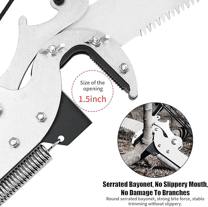 BAYTORY Extendable Tree Pruner Shears Head and Saw without Pole, High-Altitude 4 Pulleys Save Half of Your Effort, Pruning Trimmer Clipper for Plant Gardening Trimming Tool