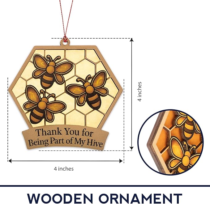 Bee Ornament - Honeybee Decor - bee Gift for Women - bee Gifts - bee Decorations for Home - Christmas Ornament 2025 - White Elephant Gifts - Xmas Tree Funny Decoration RUSATEN Hive