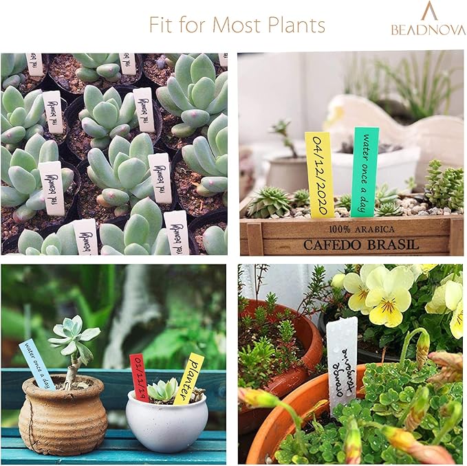 BEADNOVA Plant Labels 150pcs Plant Tags Multicolor Identification Stakes Plastic Labels for Pots Garden (4 Inch, 6 Colors)