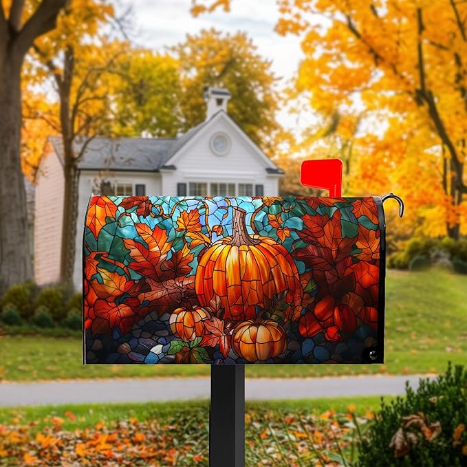 Vintage Pumpkin Mailbox Cover Fall Mail Box Covers Magnetic Standard Size 21x18 inch Autumn Pumpkins Post Letter Box Cover for Outside Garden Yard Halloween Thanksgiving