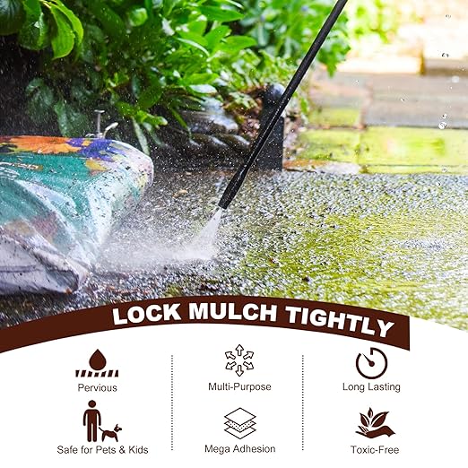 Mulch Glue for Landscaping, 1 Gallon Rocks Glue, Fast-Drying Adhesive for Rock, Gravel & Mulch, Non-Toxic, Long-Lasting Stabilizer for Pine Straw, Pebbles & Weed Barrier, Strong Spray for Outdoor