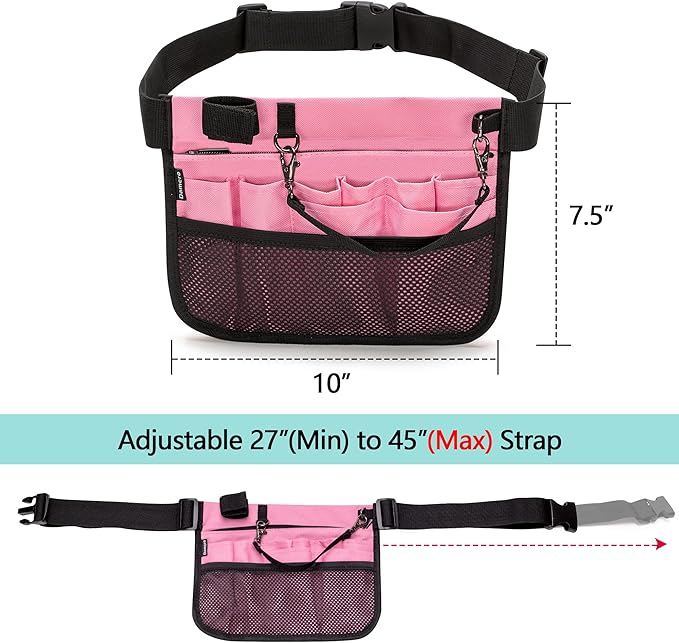 Damero Nurse Fanny Pouch, Nurse Waist Pack with Tape Holder, Nurse Waist Organizer Belt for Stethoscopes, Bandage Scissors and Other Medical Supplies, Pink