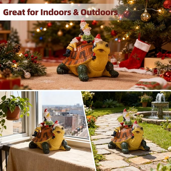 Garden Gnomes, Funny Garden Gnomes, Gnomes Riding Turtle Statue, Oudoor Garden Decor, Perfect for Festival Gifting or Garden Decoration
