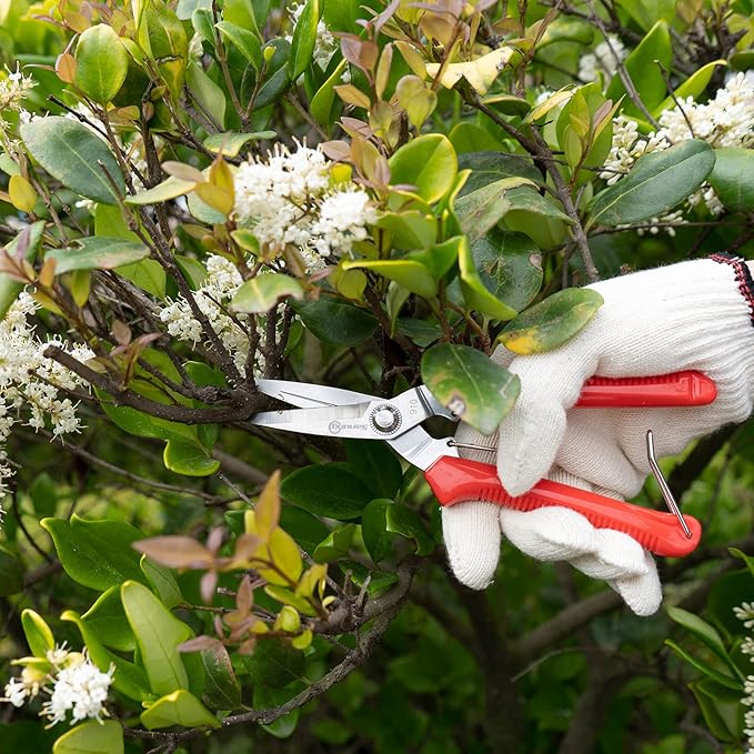Sanung 910 2 PACK Garden Pruning Shears Multipurpose Flower Stems Branch Fruit Picking Shears Scissors Gardening Hand Pruners with Straight Steel Blades Safety Lock