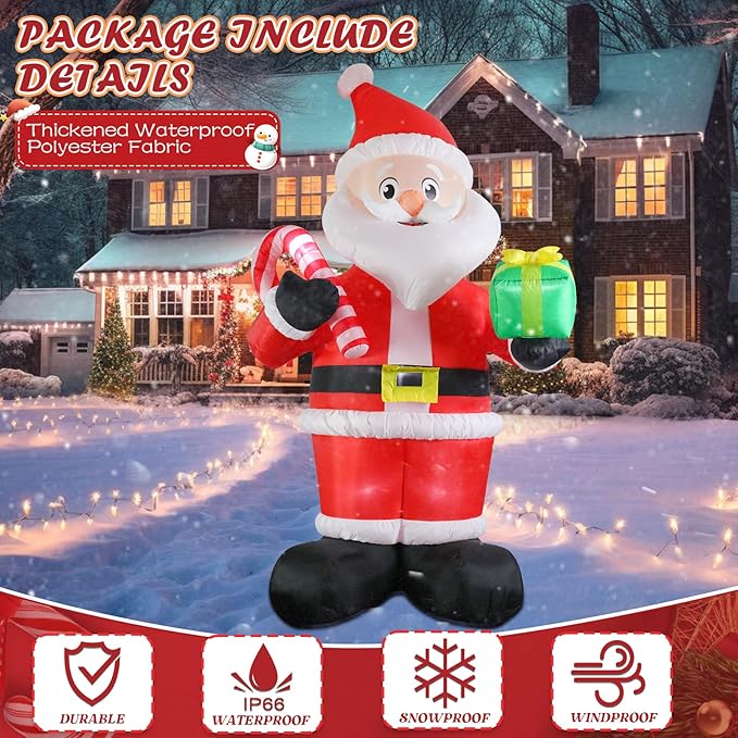 WONDER GARDEN 9.84 FT Christmas Inflatable Outdoor Decorations Christmas Santa Claus Blow Up Yard Decorations with LED Lights for Xmas Holiday Party Garden Patio Lawn Decor