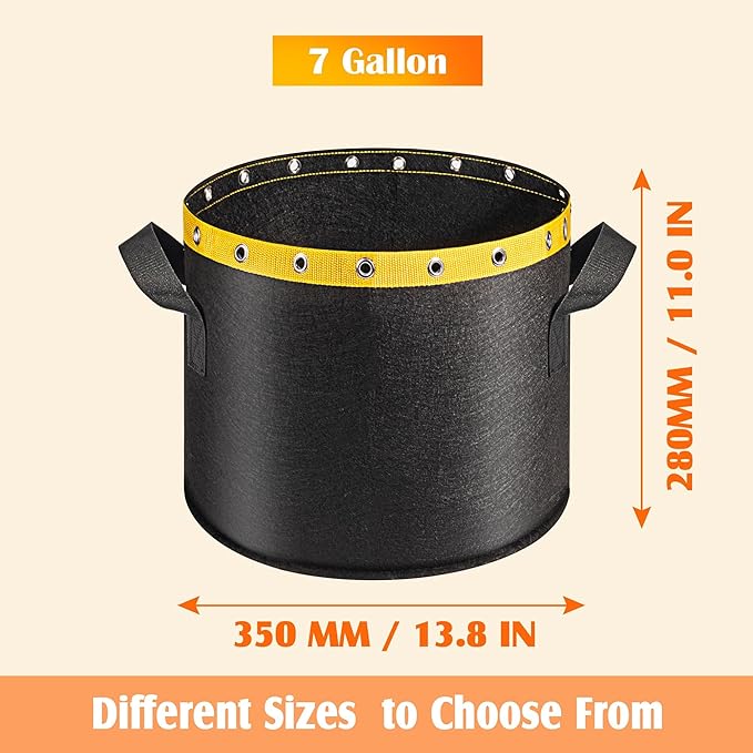 7 Gallon Fabric Grow Bags - Heavy Duty Plant Pots for Growing Tomatoes, Potatoes, Vegetables & Plants - Durable Garden Planter Bags, Cloth Fabric Pots, 7 gal Grow Bags