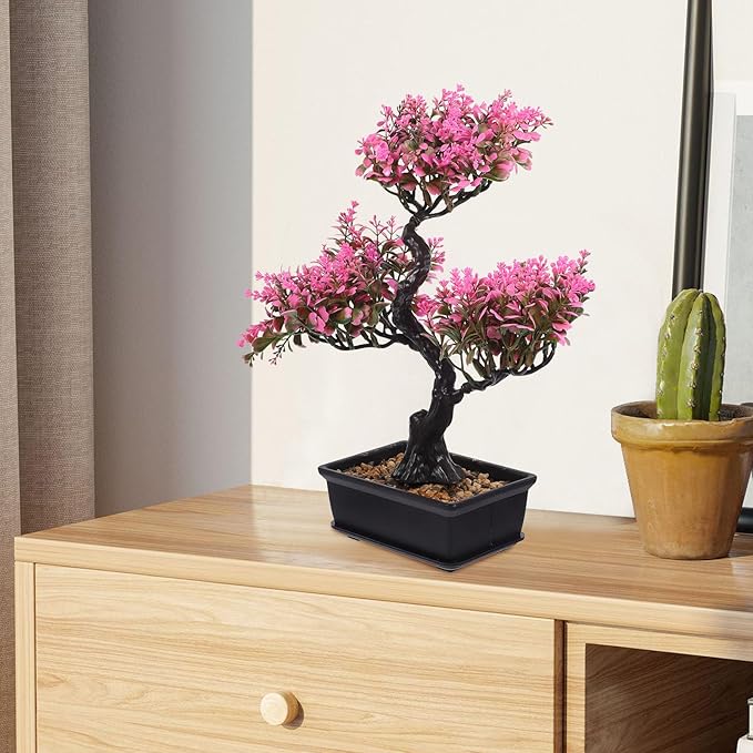Cabilock Artificial Bonsai Tree Realistic Plastic Bonsai Plant Small Faux Tree for Indoor Home Decor Office Desk Windowsill Display