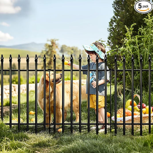 Metal Garden Fence 32 inch H x 24 inch W (5 Panels, Total Length 10 ft) No Need Dig Outdoor Rustproof Animal Barrier Fencing Border Fence for Dog, Patio,Yard, Landscape, Flower Bed