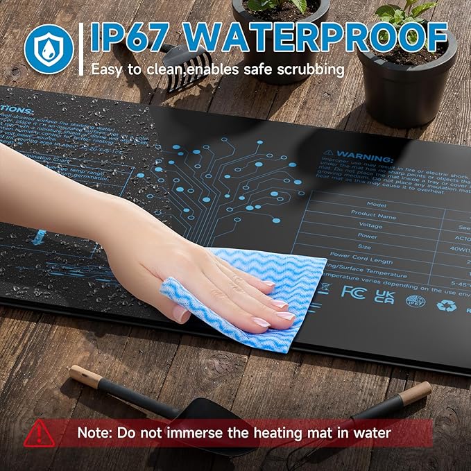 Hon&Guan 10"x 20.75" Seedling Heat Mat with Digital Thermostat Combo Set,Waterproof Plant Heating Pad for Germination,Indoor Gardening,Greenhouse