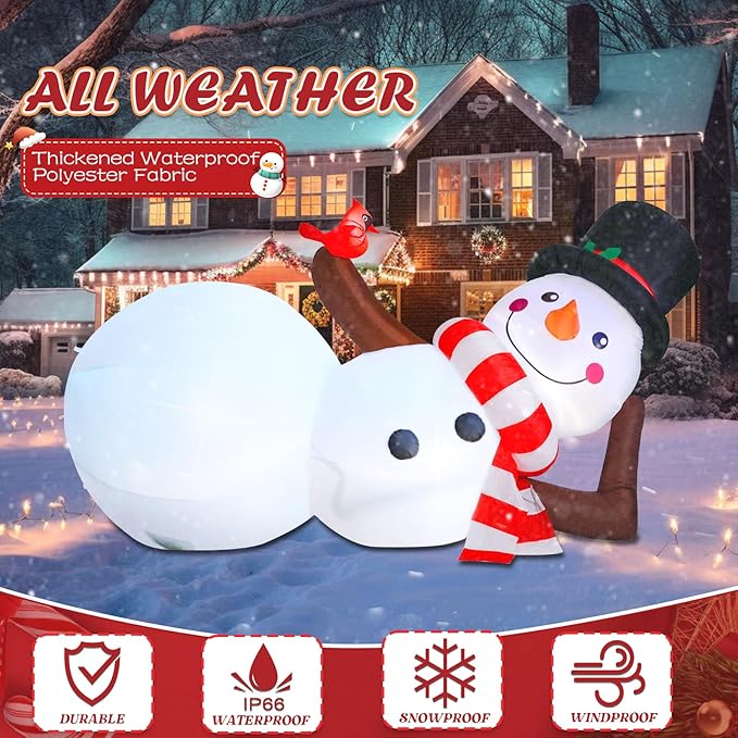 WONDER GARDEN 9.84 FT Christmas Inflatable Outdoor Decorations Christmas Snowman Blow Up Yard Decorations with LED Lights for Xmas Holiday Party Garden Patio Lawn Decor