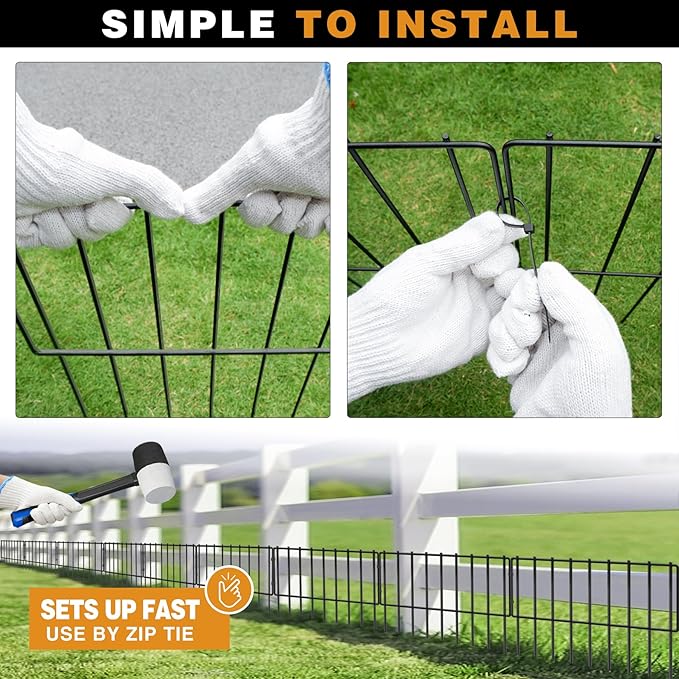 KYATE 35 Panels Animal Barrier Fence, 35ft(L) X 13inch(H) No Dig Rabbit Fences for Garden, Dog Digging Defense Ground Bottom Blockers, Rustproof Metal Border for Outdoor Patio Landscaping